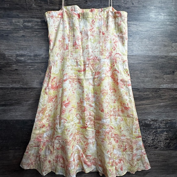 Ann Taylor Floral Spaghetti Strap Linen Sundress Size 12 - Picture 2 of 9